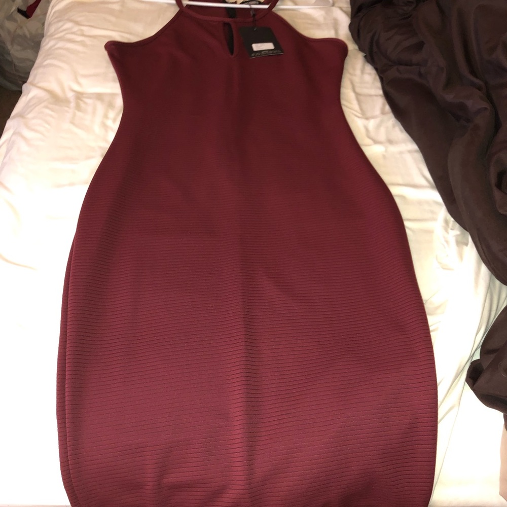 Burgundy Mid length Dress
